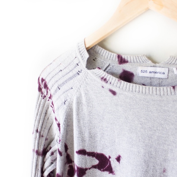 525 America Sweaters - 525 America Tie Dye Destructed Crewneck Sweater